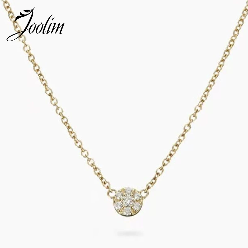 

Joolim Jewelry High End PVD Wholesale Fashion Symple Slender Glass Pendant Stylish Stainless Steel Necklace For Women