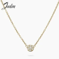joolim jewelry pvd gold finish symple slender glass pendant necklace stylish stainless steel necklace