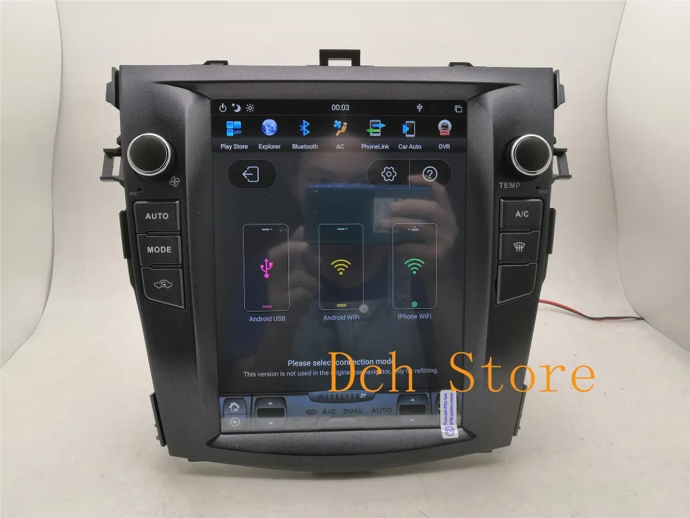 10,4 дюймов Tesla стиль Android 8,1 автомобильный dvd-плеер gps для Toyota Corolla 2006-2013 4G ram навигация для авто AC ips PX6 CARPLAY