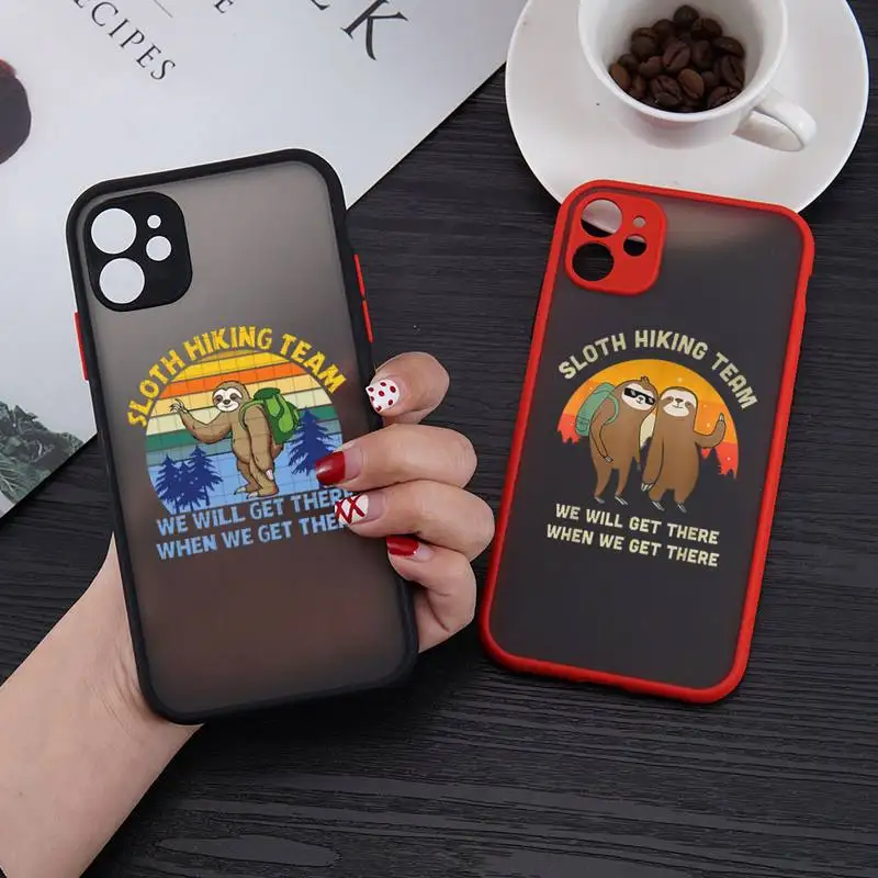 

Travel sloth animal cartoon Phone Case matte transparent For iphone 7 8 11 12 plus mini x xs xr pro max cover