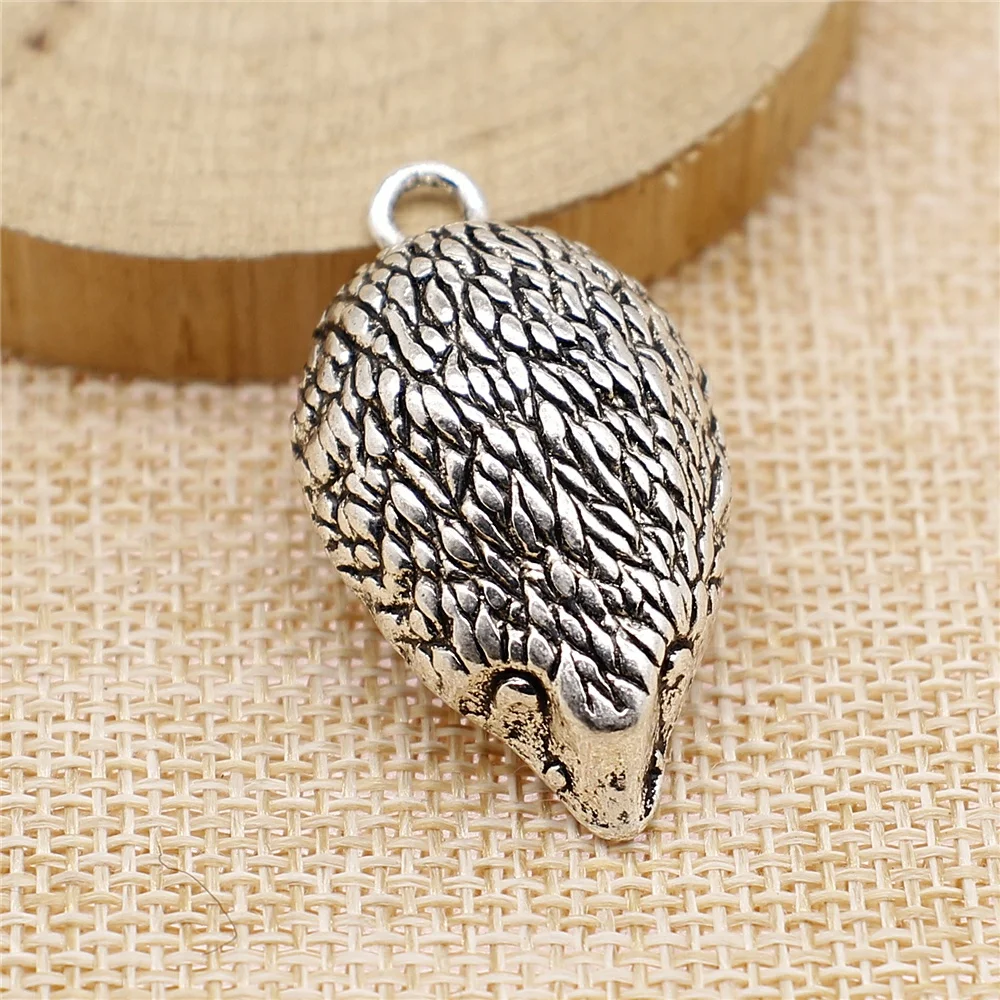 4 шт., посеребренные Подвески в виде ежика, 40 х21 мм