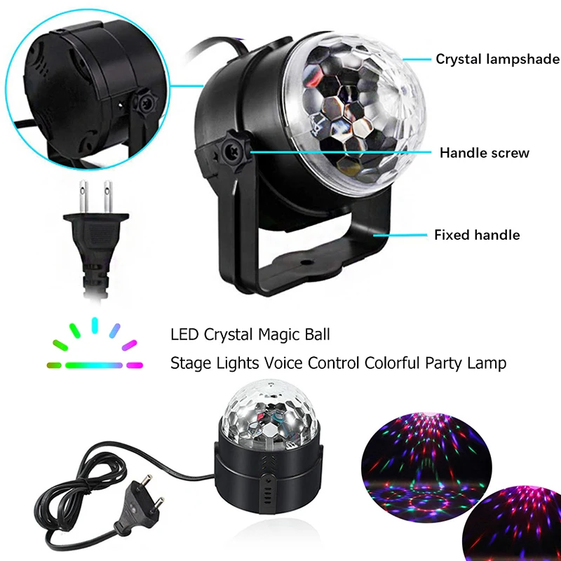 3W LED Party Stage Light RGB Laser Dj Strobe Lamp Christmas Projector Sound Activated Rotating Disco Ball for Dance Floor | Электроника