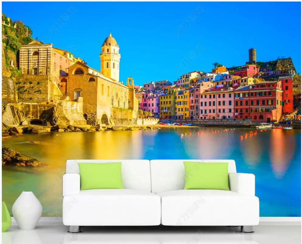 

Custom mural 3d photo wallpaper European seaside city scenery living room home decor wallpaper for wall in rolls wall stickers