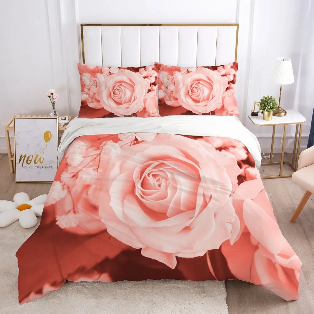 

3D Bedding Sets Peach Blossom Design Duvet Cover Set Bed Bedding Bags Pillow Cases 173*230 230*230 180*210 Bedding Sets