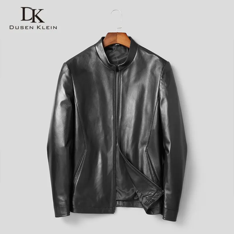 

Men Genuine Leather Jacket Real Sheepskin Jackets Casual Short Black Pockets 2019 Autumn New Jacket for Man J1902