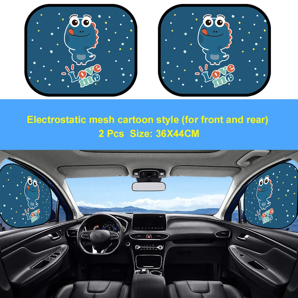 

2pcs Universal Car Cartoon Sun Shades Window Sunshade Tatic Privacy Car Curtain Anti-UV Block Heat Car Window Car Accessorie