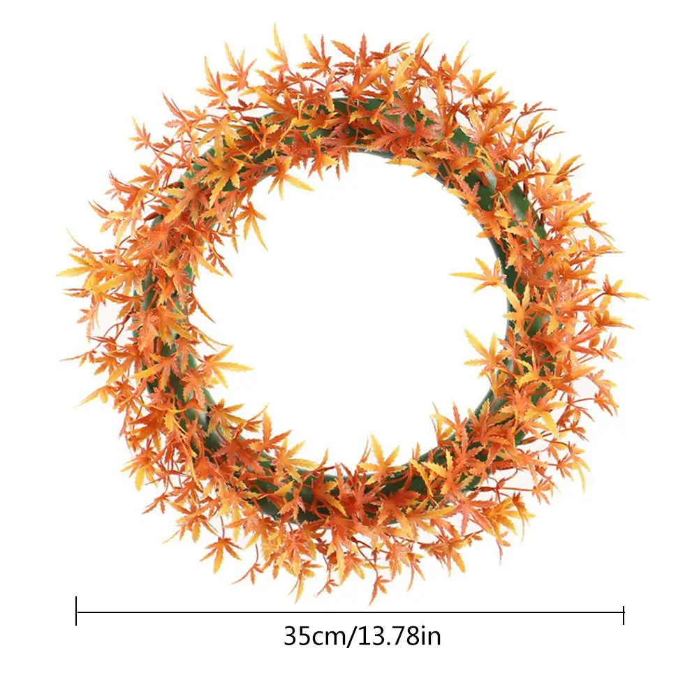 

Artificial Wreath Plastic Autumn Harvest Maple Wreath Decorative Garland Front Door Wreath Wall Decoration for Christmas Harvest
