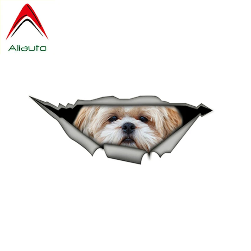 Aliauto симпатичный стикер на машину с собакой Shih Tzu 3D наклейка из ПВХ креативная