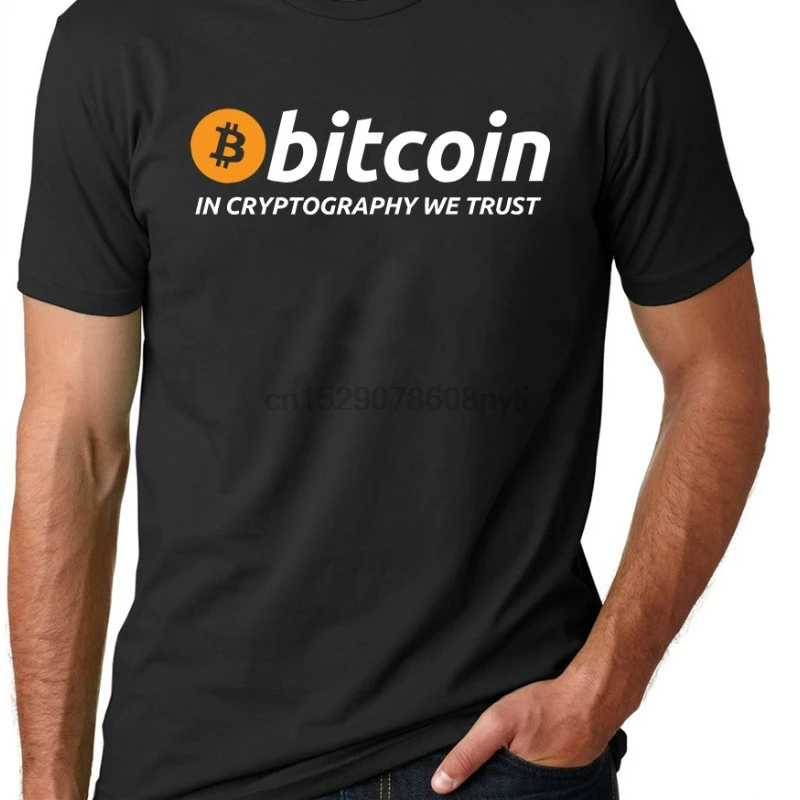 Футболки Биткоин в криптографии мы доверяем мужчинам О образным вырезом Луна