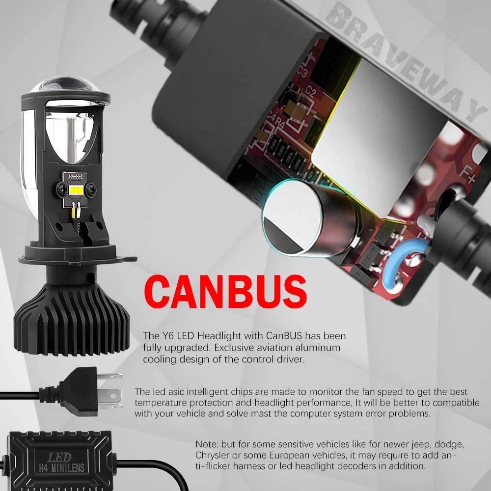 /HL проектор H4 светодиодные фары лампы Bi LED автомобильные 12 В светодиодный 5500 лм 100 K