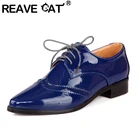 Женские туфли-оксфорды в горошек REAVE CAT, винтажные броги в горошек с острым носком и шнуровкой на массивном каблуке 3 см, черные, красные, синие, A4389, 2021