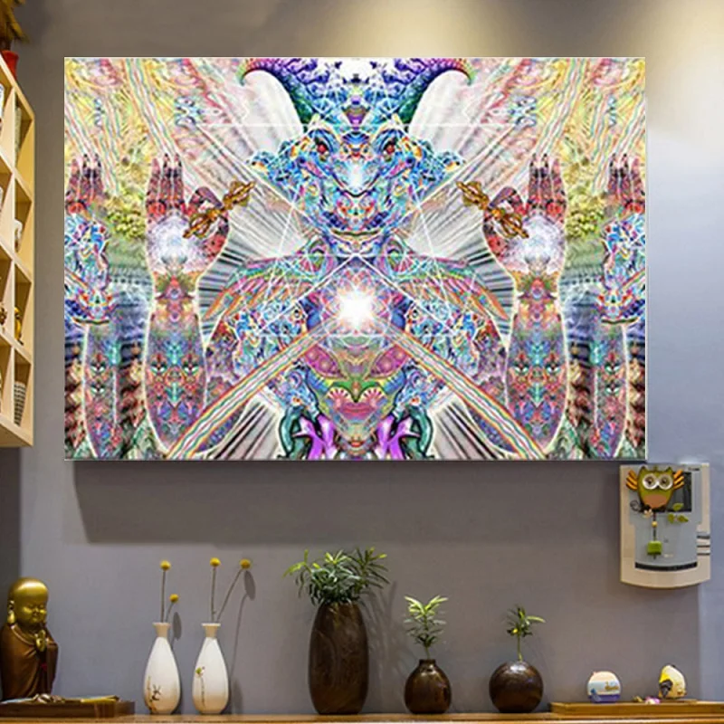 Популярная шелковая ткань печать плакат Настенные картины психоделическая