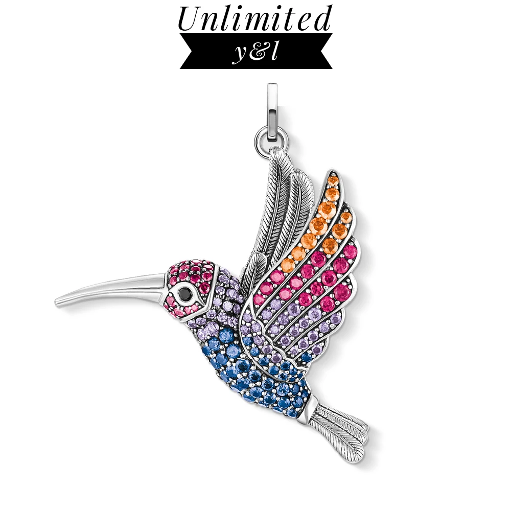 Красочные Подвески Колибри из стерлингового серебра 925 пробы синий красный