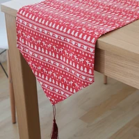 red elk christmas table runner coffee cotton table flag tassel table cloth tv cabinet home decor 2022 new year xmas table cover