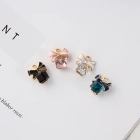 10pcspack fashion bow square glass enamel charms oil drop zinc alloy gold color floating pendant fashion jewelry accessories
