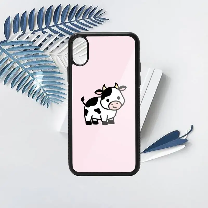 

Pink Lovable cute strawberry cow Phone Case PC for iPhone 11 12 pro XS MAX 8 7 6 6S Plus X 5S SE 2020 XR