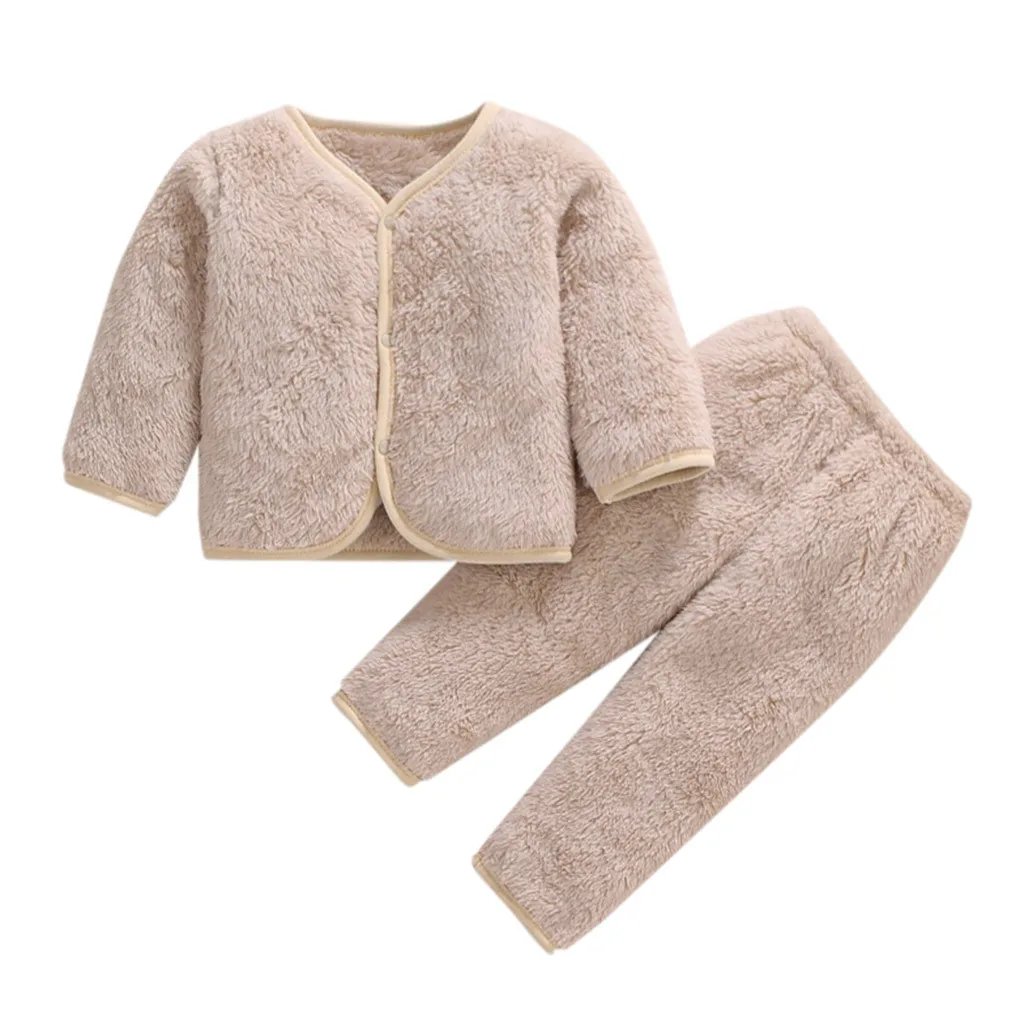 Теплая Осенняя пижама из кораллового флиса с длинными рукавами для девочек топ +