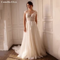 classic lace appliques wedding dress a line sexy illusion cap sleeve bridal gown tulle plus size bride dresses vestidos de novia
