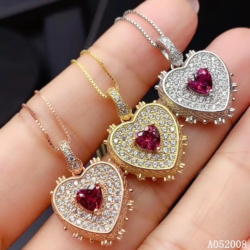 

KJJEAXCMY fine jewelry 925 pure silver inlaid natural garnet girl new Pendant Necklace exquisite clavicle chain support test