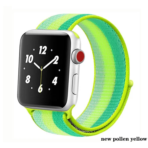 Нейлон pulseira для apple watch band 4 44 мм 40 мм(iwatch 5) apple watch 3 2 1 ремешок 42 мм 38 мм дышащий браслет ремень аксессуары - Цвет ремешка: new pollen yellow