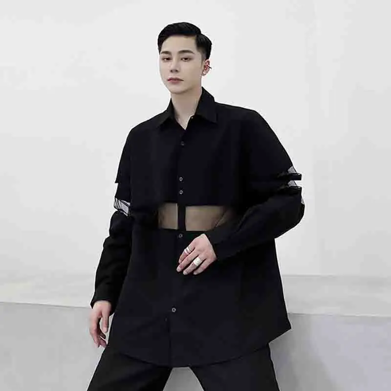 Ажурная темная рубашка Chaomen в стиле Харадзюку свободная модная индивидуальная