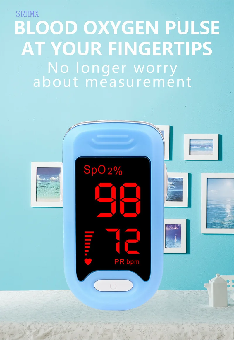 Пульсоксиметр для детей и взрослых светодиодный экран с зажимом пальцев| |