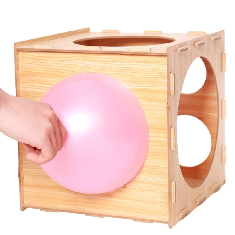 

9 Holes Balloon Sizer Box Wood Square Balloon Measurement Tool for Arch Kit for Birthday Party Wedding Party Decorations