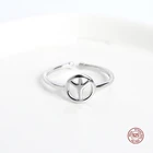 LKO настоящее кольцо из стерлингового серебра 925 пробы, простой знак мира, открывающее кольцо для женщин, вечерние украшения, милое кольцо для девочек, регулируемые аксессуары, подарок