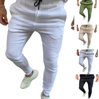 lace up long pants men clothing solid color casual plus size skinny trousers bottoms
