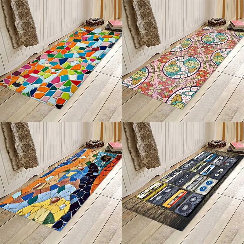 

Tile, China, marble, print, flannel, bathroom mat.
