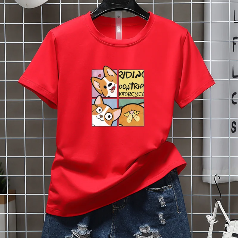 

Chic Summer Harajuku Round Neck Tees Korean Creative Cartoon Print Short Sleeve T-Shirts Trend Women Loose Casual Tops
