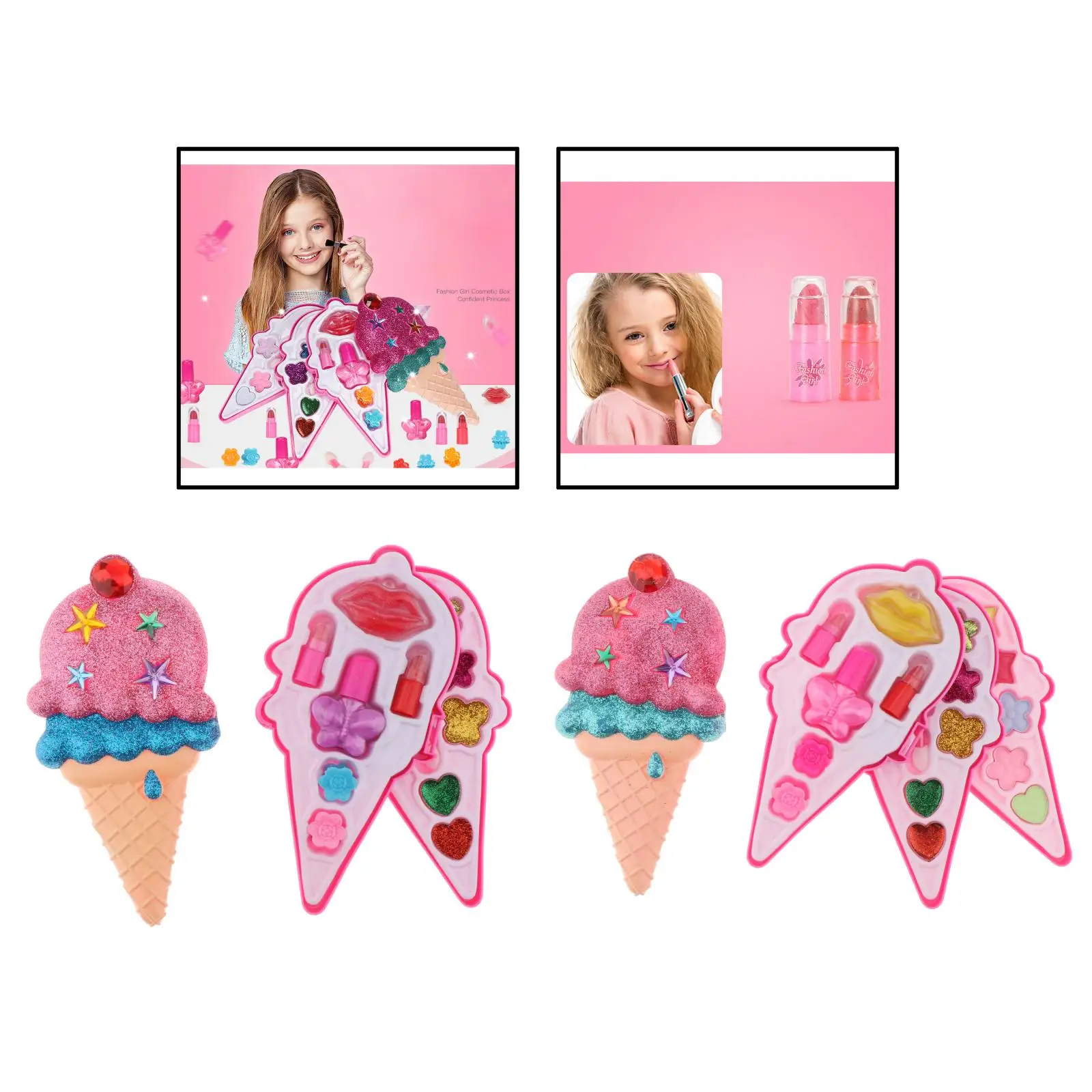 

Girls Makeup Set Princess Real Eye Shadow Lips Nail Kids Make Up with Gift Box