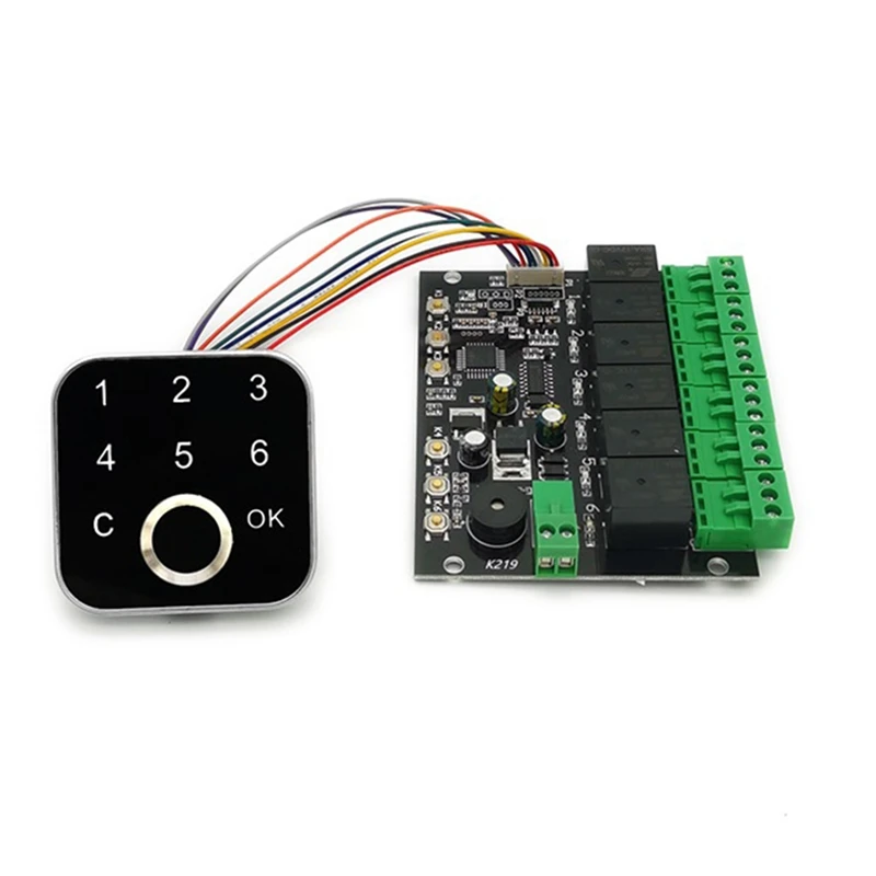 Стандартная печатная плата со сканером отпечатков пальцев 6 релейных выходов