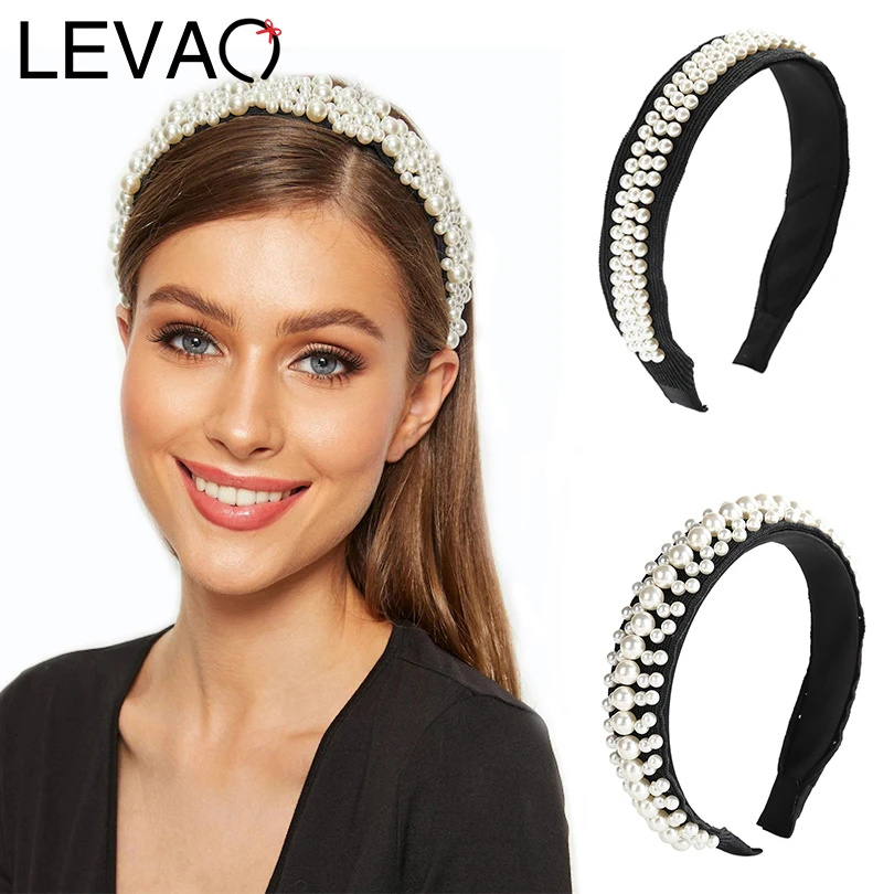 LEVAO, корейский стиль, полная жемчужина, ободки, элегантные ободки для девочек, ободок, тюрбан, Женские аксессуары для волос, обруч для волос, головной убор, мода
