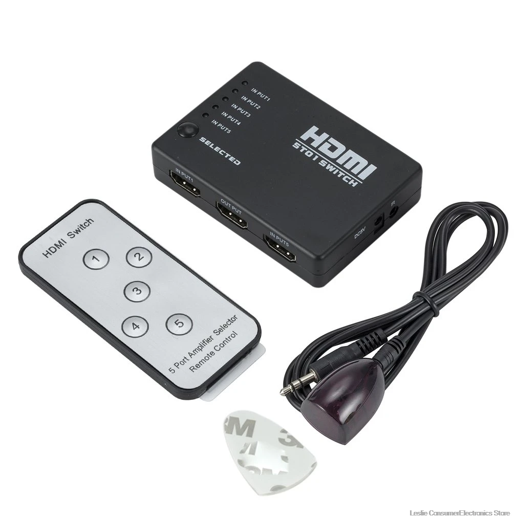 Мини порт с ИК пультом дистанционного управления 5 портов HDMI совместимый