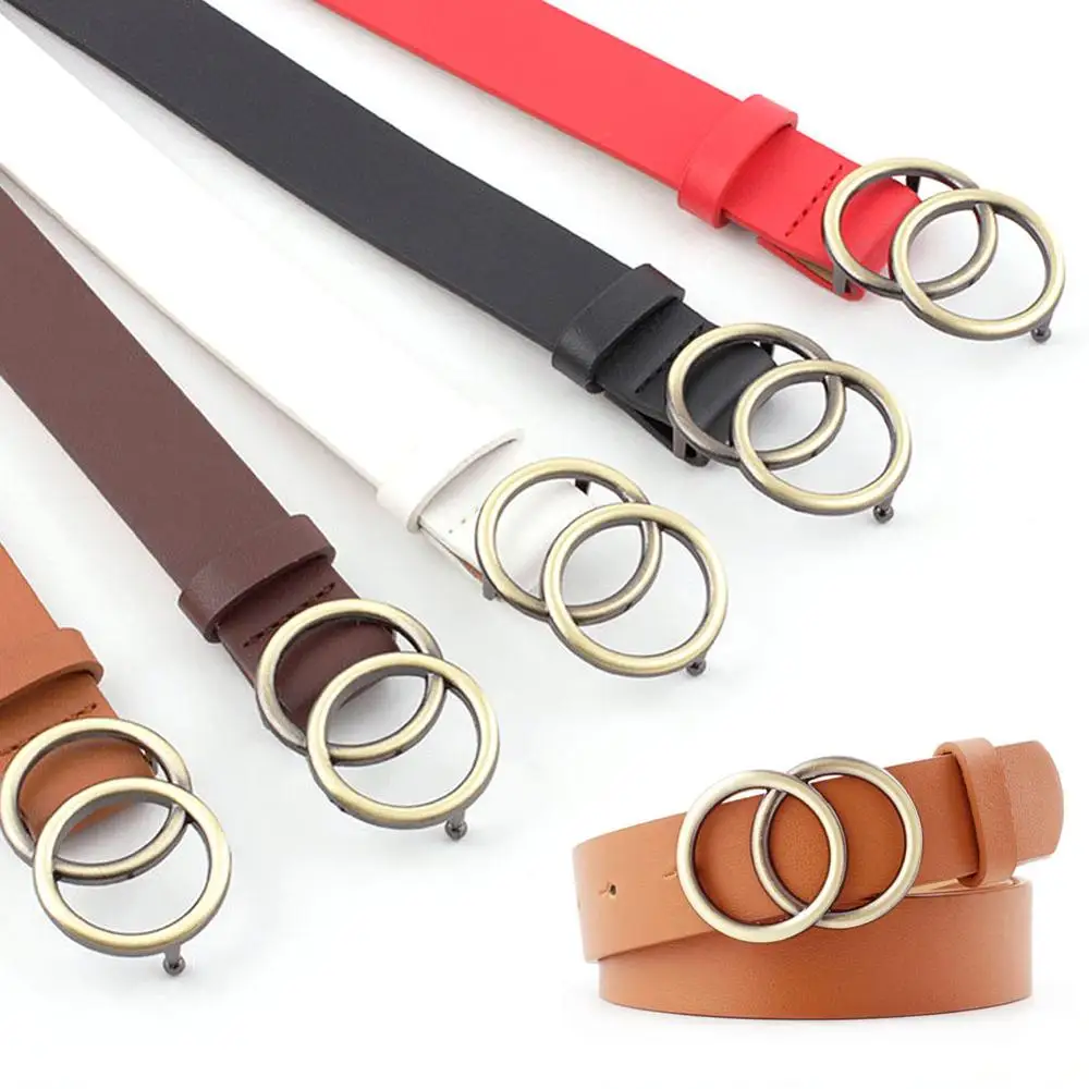 Ремень женский кожаный с золотистой пряжкой для джинсов и платьев | Аксессуары