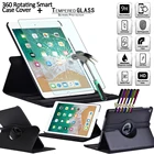 Вращающийся чехол для планшета Apple IPad 2, 3, 4, iPad Pro, iPad (5-е поколение, 6-е поколение), Air, Air 2 360, кожа, черный чехол для планшета + закаленная пленка
