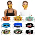 Японская мультяшная милая детская маска для лица, моющаяся многоразовая маска с принтом, маска для косплея на Рождество, тушь для ресниц