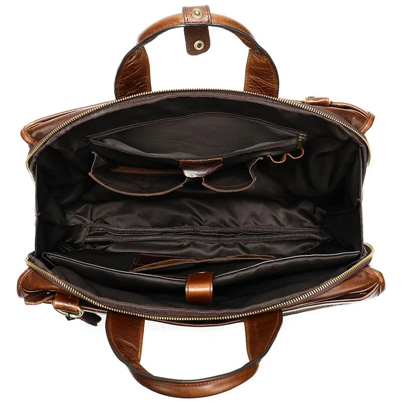 

Men's shoulder Single bag Folder for documents package Leather Shoulder crossbody bag male Laptop bag 14-inch of Briefcase