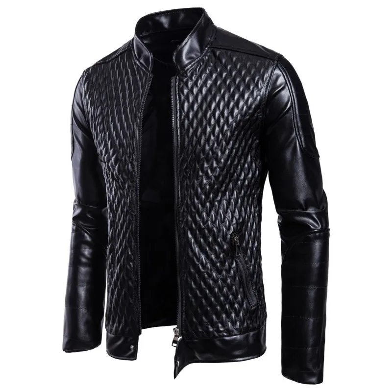 

Spring Autumn New Black Red PU Leather Mens Jacket Men Coat Ropa De Hombre Windbreaker 3XL
