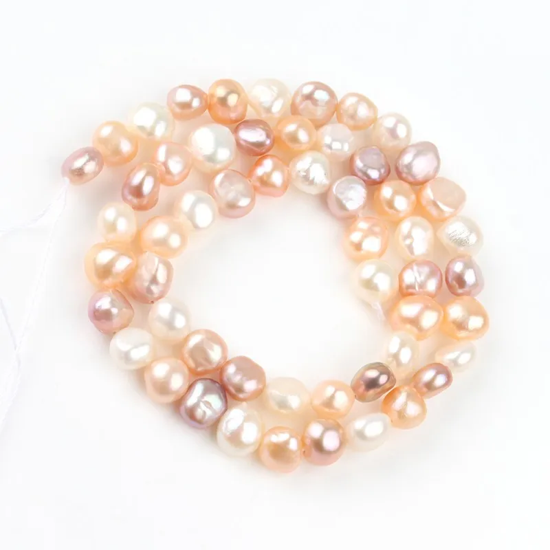 AAA 7-8 мм натуральный пресноводный жемчуг Белый Оранжевый разноцветные плоские