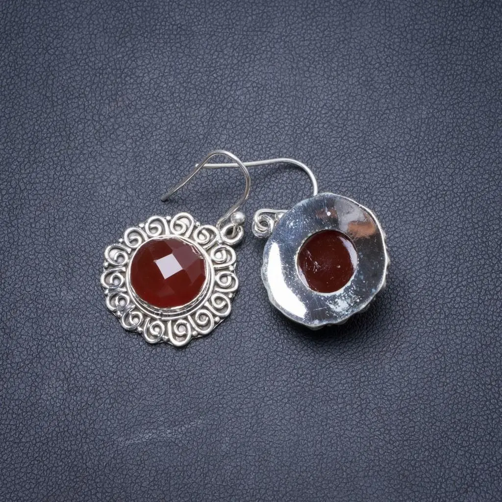 Серьги из серебра 925 пробы ручной работы с натуральным сердоликом 1 1/2 дюйма