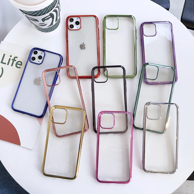 

Luxury Shockproof Phone Case for IPhone X XS MAX XR 6 7 8 Plus 11 Pro MAX Case Color Border Transparent Soft Silicon Back Cover