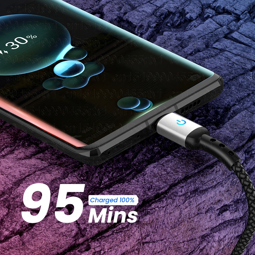 5А USB Type C кабель Whit LED для Huawei Mate 40 Pro Micro быстрой зарядки Samsung S20 Xiaomi | Мобильные