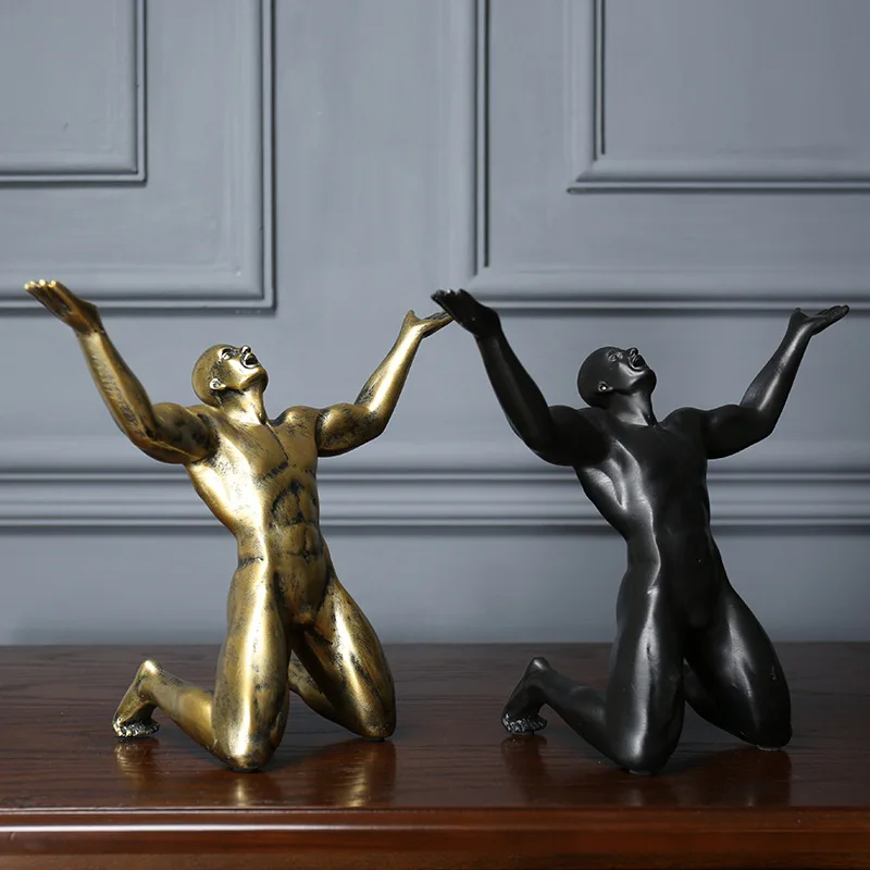 

Home Decore Figurines for Interior Black Gold Colour Sculpture Nordic Decoration Home Entrance Wine Cabinet Decoration Statue