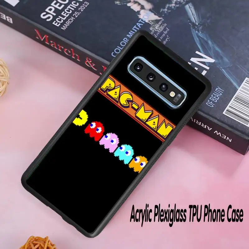

Game Pacman Pac Man Eating Phone Case Acrylic Plexiglass TPU For Samsung Galaxy S8 S9 S10 s10e S20 PLUS ULTRA S6edge