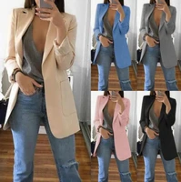 womens casual mid coat lapel slim cardigan outdoor work suit jackets open front coat cloak jackets female blusas chaqueta mujer