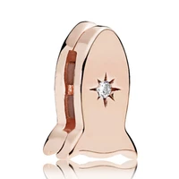 genuine 925 sterling silver bead charm rose gold reflexions space ship clip stopper beads fit pan bracelet diy jewelry