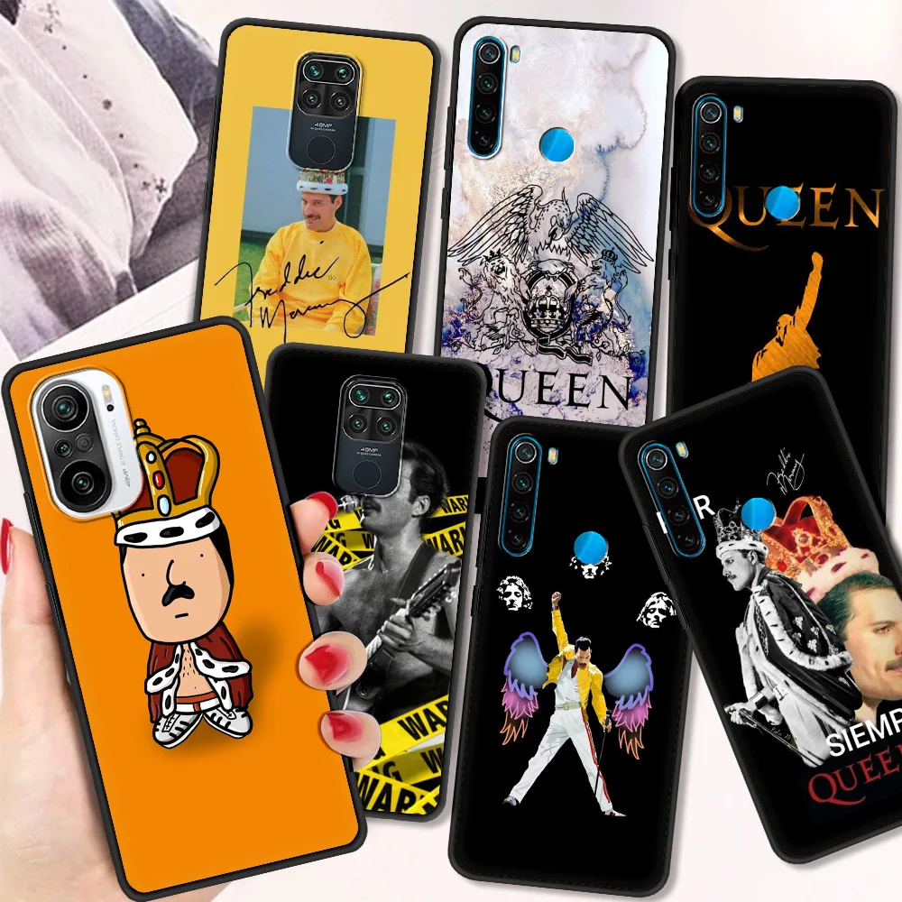 

Queen Freddie Mercury Fundas Shockproof Case For Redmi Note 10 9 9s 8 8T 7 Pro Black Soft Cover For Redmi 9A 9C 8 8A Shell Bag