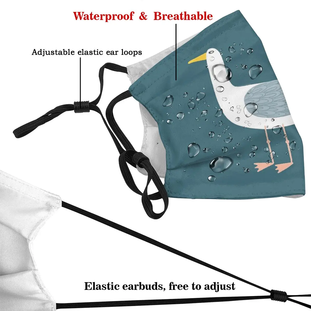 Чайка стоящая унисекс многоразовая маска для лица с фильтром противодымчатая
